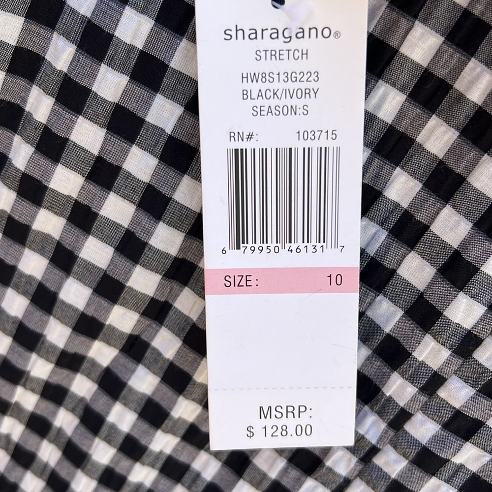 NWT Sharagano Grace Gingham Dress Size 10 Black/White Checkered Classic - Picture 6 of 16